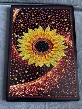 Finished Sunflower Gem Mosaic Decorative Notebook - Yellow & Red